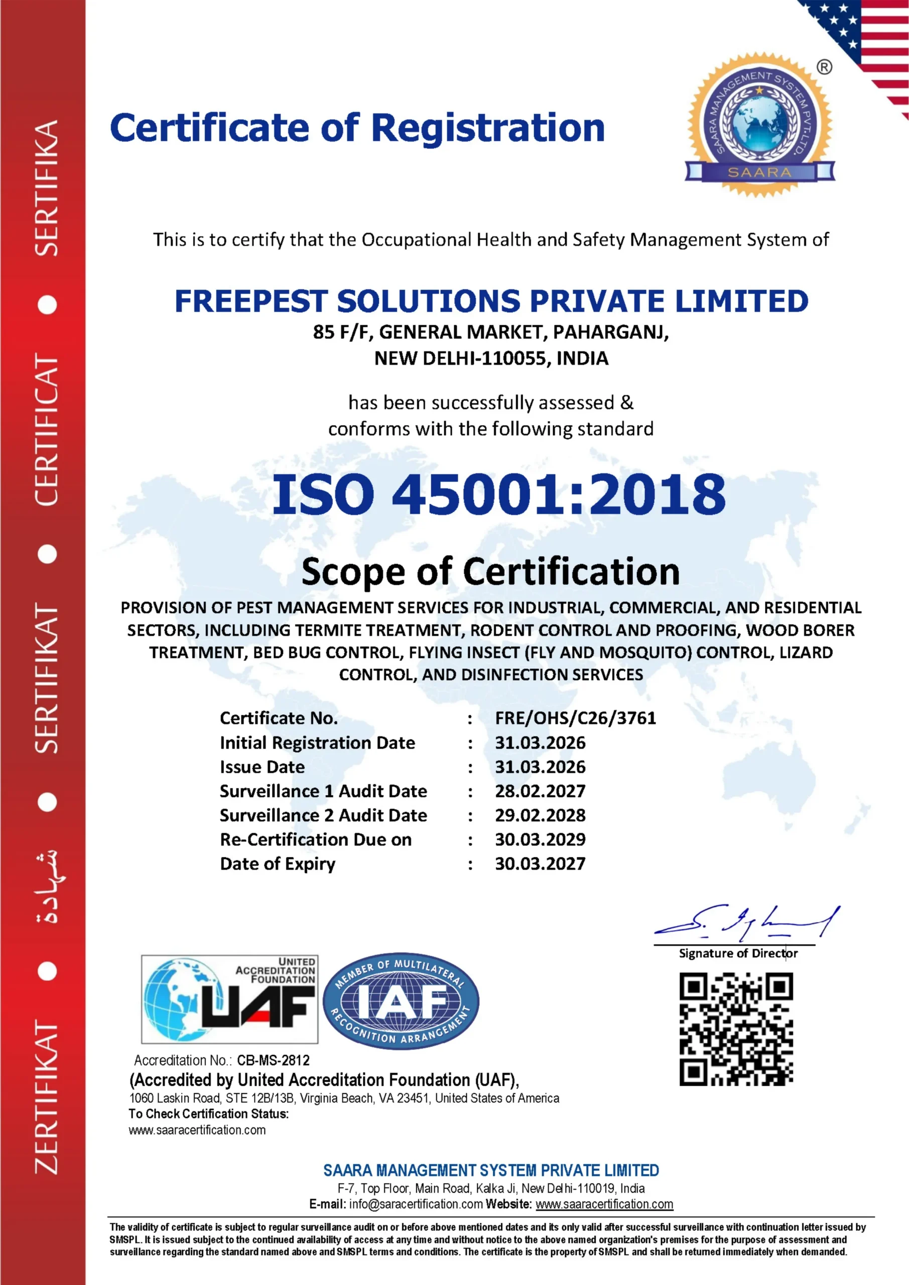 FREEPEST SOLUTIONS PRIVATE LIMITED-OHSMS